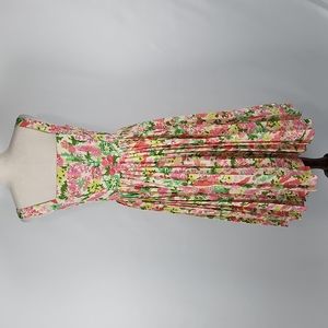 NWOT Tuckernuck Pink Yellow Floral Midi Dress Sundress Size 2